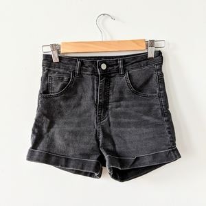 H&M High Waisted Black Folded Hem Shorts